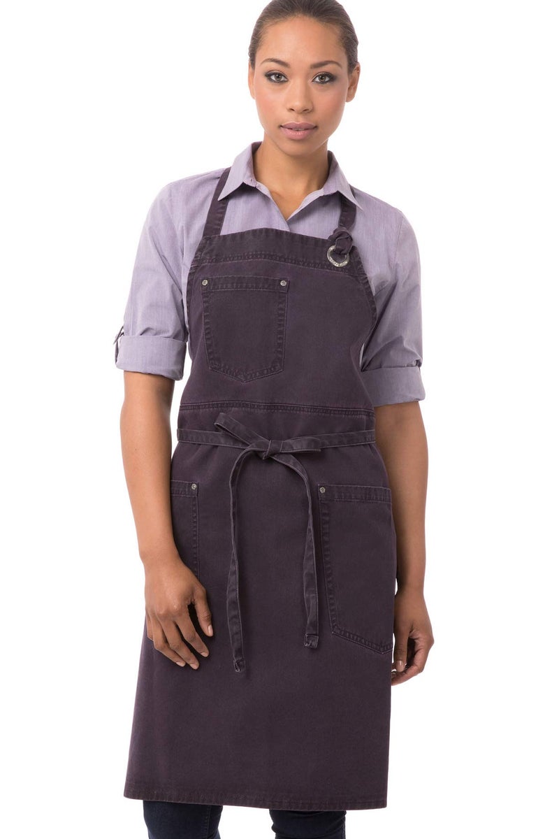 Chef Works Unisex Dorset Bib Apron, Eggplant, One Size